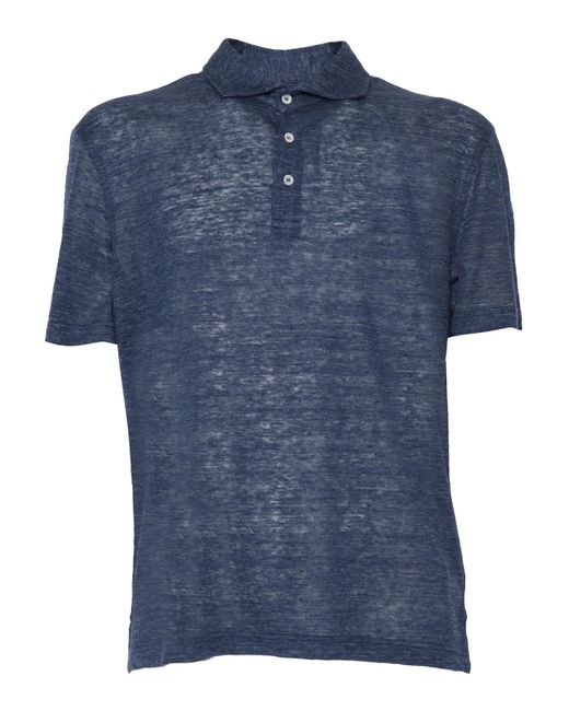 Fedeli Blue Linen T-Shirt for men