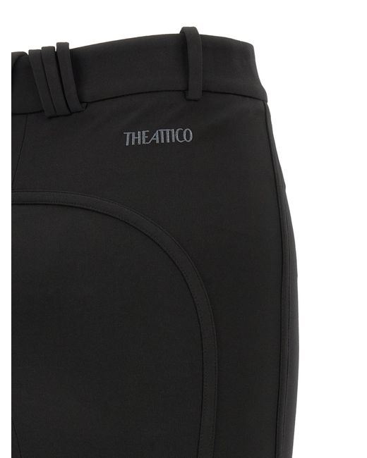 The Attico Black Viscose Long Skirt
