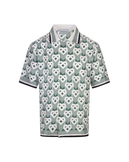 Casablancabrand Gray Heart Monogram Silk Shirt for men
