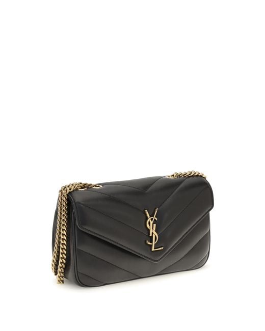 Saint Laurent Black Leather Crossbody Bag Loulou Lamb Shoulder