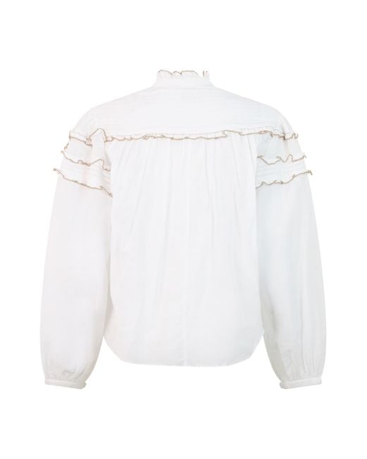 Isabel Marant White Blouse With Frills Cotton Shirt