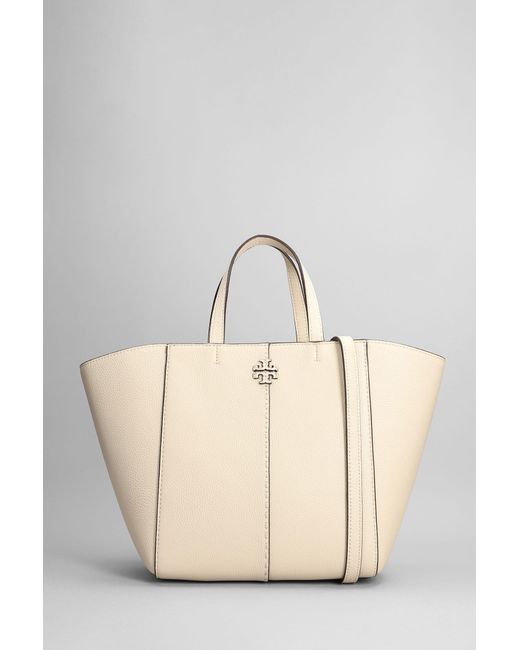 Tory Burch Mcgraw Tote In Beige Leather in Natural | Lyst