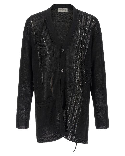 Yohji Yamamoto Black Lace Up Cardigan for men
