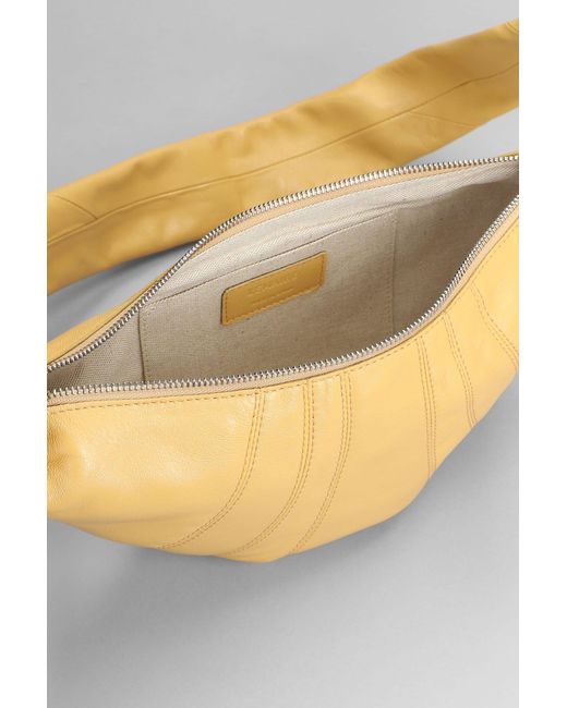 Lemaire Metallic Small Croissant Shoulder Bag In Yellow Leather