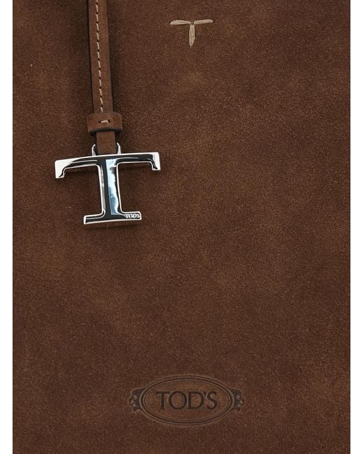 Tod's Brown Handbag Suede Calf Leather Handbags