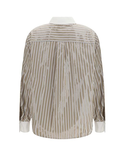 Brunello Cucinelli White Dazzling Stripes Cotton Shirt