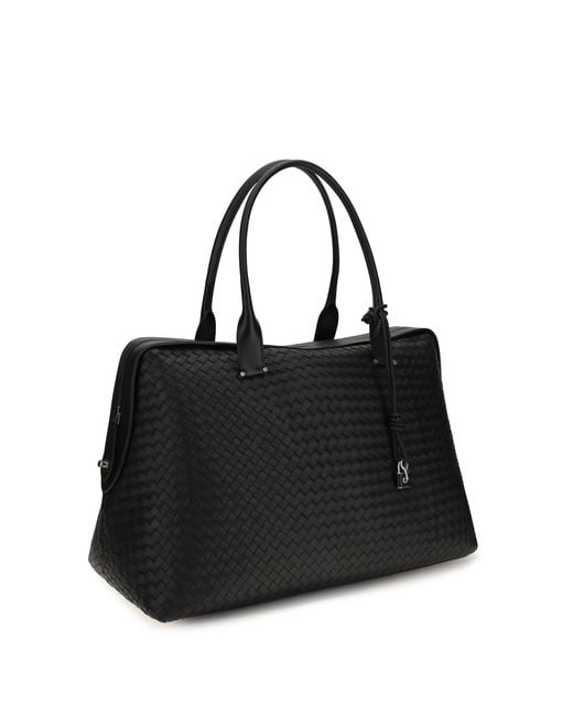 Bottega Veneta Black Duffels Travel Bag Nappa- Lamb Leather Shoulder for men