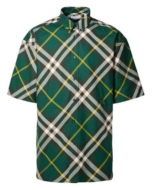 Burberry Cotton Shirt In Green For Men Lyst