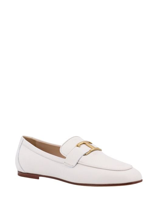Tod's White Leather Loafers