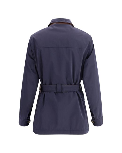 Brunello Cucinelli Blue Membraned Nylon Saharan Jacket for men