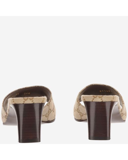 Gucci Brown Slider Sandals Gg Canvas Polyester