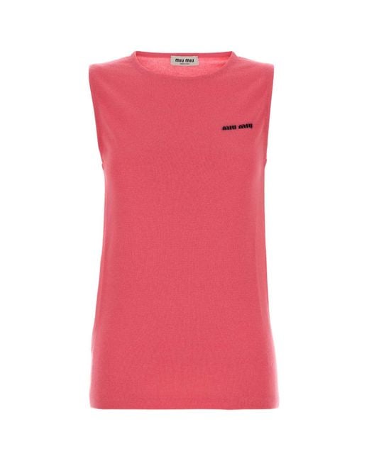 Miu Miu Pink Fluo Cashmere Blend Vest