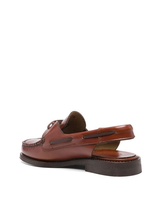Hereu Brown Saler Leather Slingback Loafers