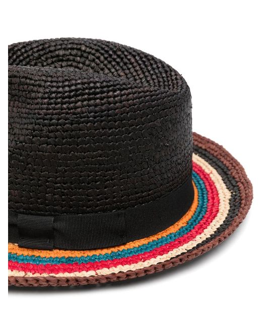 Paul Smith Black Signature Stripe Straw Hat