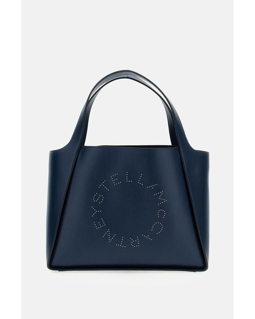 Stella McCartney Blue Logo Tote Bag Eco Embossed