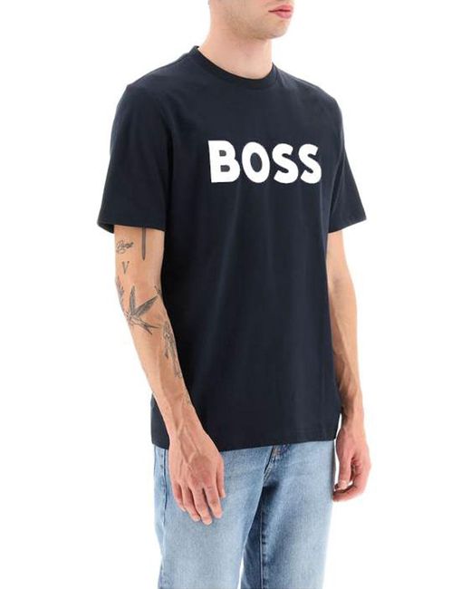 Boss Blue Rn Relaxed Fit T-shirt With Contrast Logo for men