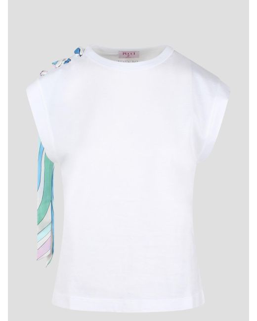 Emilio Pucci White Marmo-Print Cotton T-Shirt