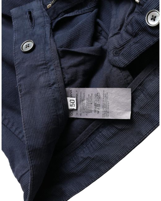 Dolce & Gabbana Dark Blue Cotton Stretch Slim Fit Dress Pants for men