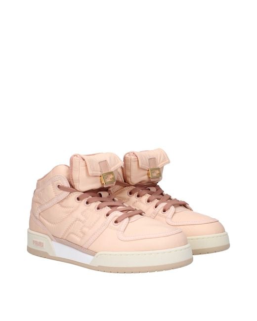 Fendi Pink Nylon High Top Sneakers