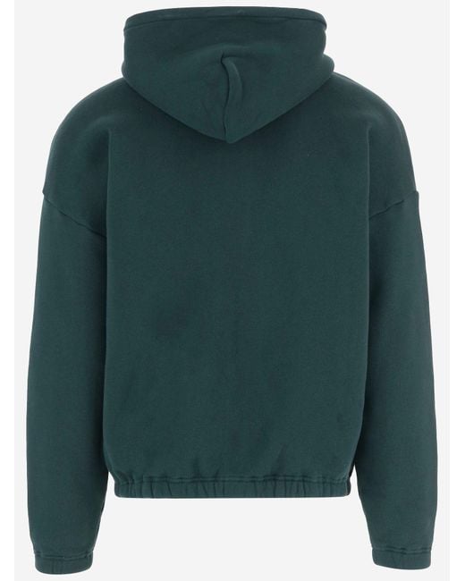 Autry Green Cotton Zip-Up Hoodie Sweatshirts for men