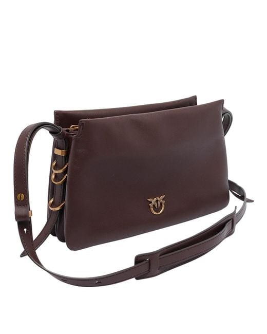 Pinko Brown Mini One Two Three Crossbody Bag