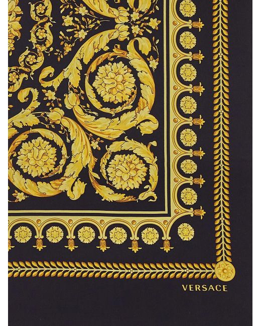 Versace Black Silk Baroque Foulard