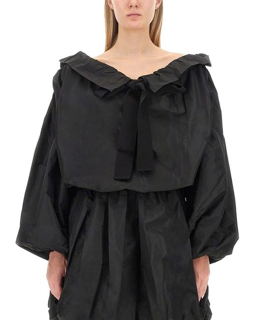 Patou Black Top With Balloon Sleeves