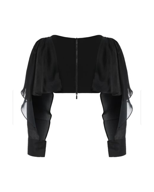 Maticevski Black Cropped Cape Polyester Blouses