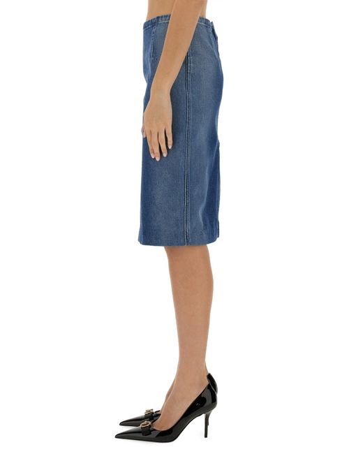 Versace Blue Cotton Denim Skirt
