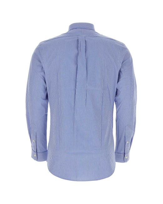 Polo Ralph Lauren Blue Embroidered Stretch Poplin Shirt for men