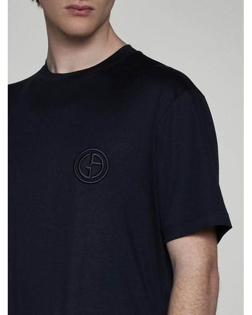 Giorgio Armani Black Logo Cotton T-Shirt for men