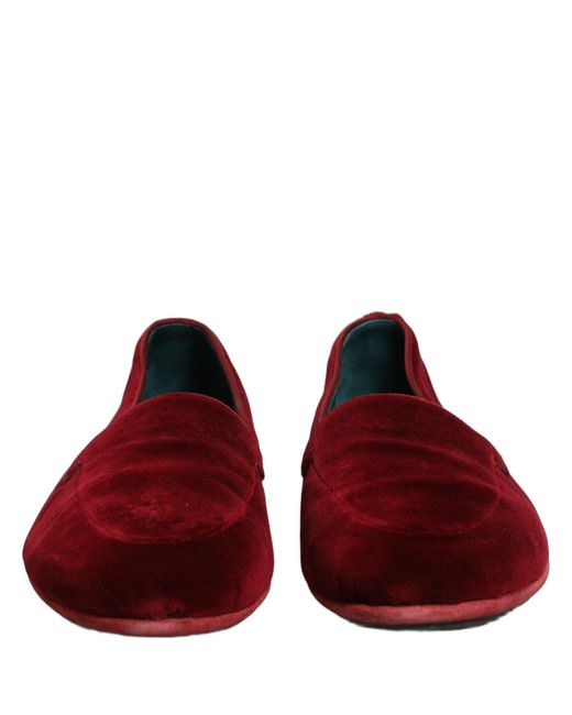 Dolce & Gabbana Multicolor Velvet Slip On Flats Loafers Shoes Leather for men