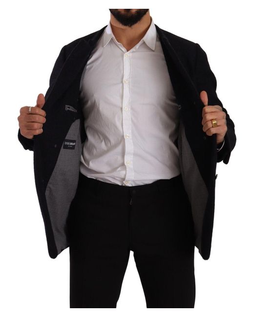 Dolce & Gabbana Black Gray Alpaca Button Down Men Coat Jacket for men