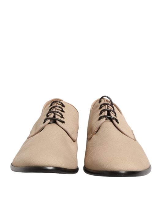 Dolce & Gabbana Natural Canvas Derby Lace Up Dress Shoes for men