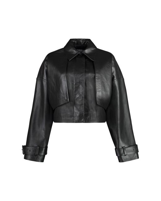 Calvin Klein Black Cropped Leather Jacket