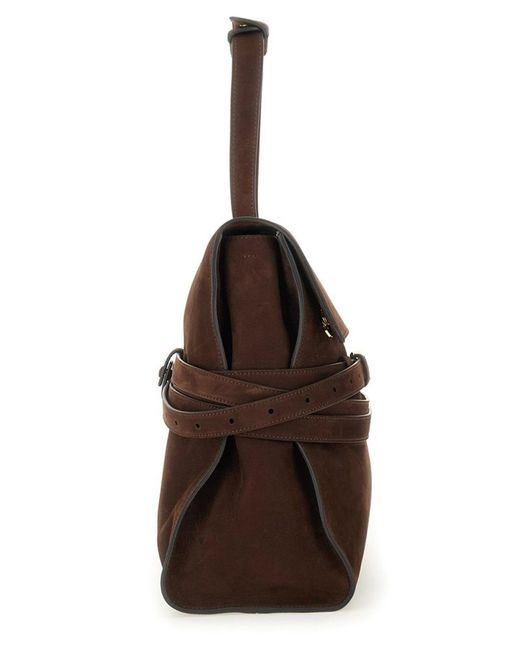Moschino Brown Tie Me Medium Bag Calf Leather Shoulder