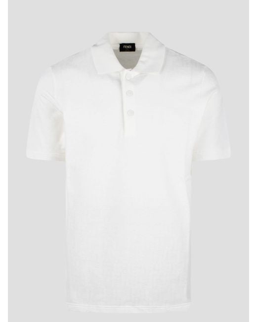 Fendi White Ff Pique` Polo Shirt for men