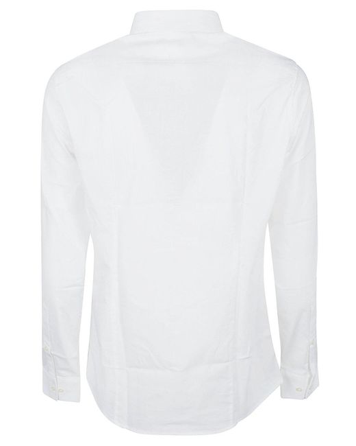 Michael Kors White Slim Stretch Buttoned Long Sleeve Shirt for men