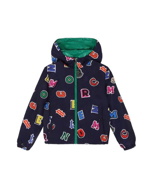 Moncler Blue Hooded Windbreaker Polyamide Jacket for men