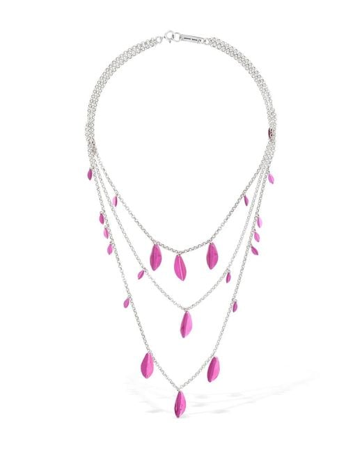 Isabel Marant Pink Metal Shiny Leaf Necklace Accessories Jewelry
