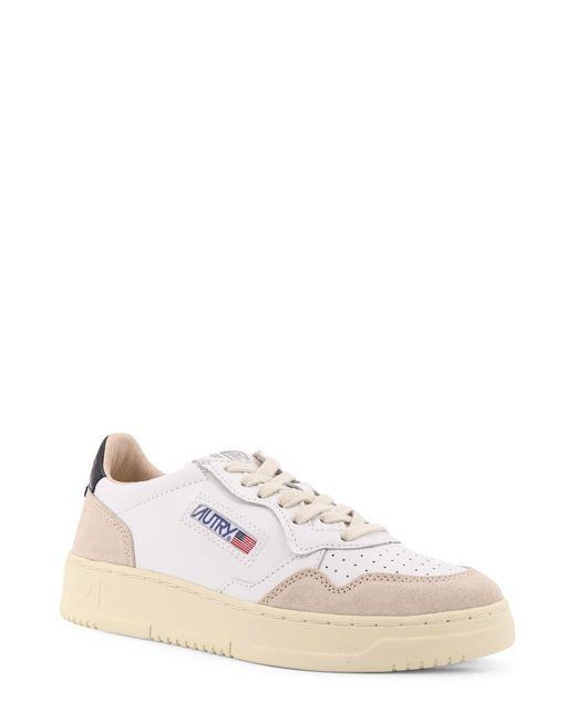 Autry White Medalist Low Leather Low-Top Sneakers With Suede Inserts