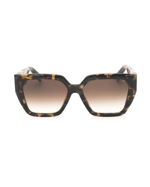 Philipp Plein Brown Sunglasses Square Full Rim, Dark Havana Frame And Light Lens Spp16004Bl