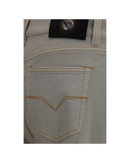 Versace Gray Cotton Tapered Jeans Clothing for men