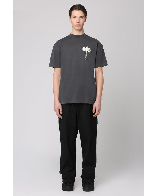 Palm Angels Black Cotton Crew-Neck T-Shirt T-Shirts for men