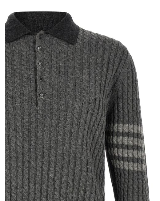 Thom Browne Gray Virgin Wool Polo Shirt for men