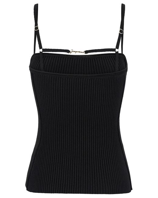 Jacquemus Black 'Le Haut Sierra' Ribbed Top With Logo Detail