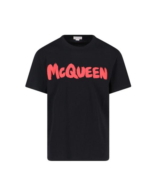 Alexander McQueen Black Graffiti T-Shirt for men