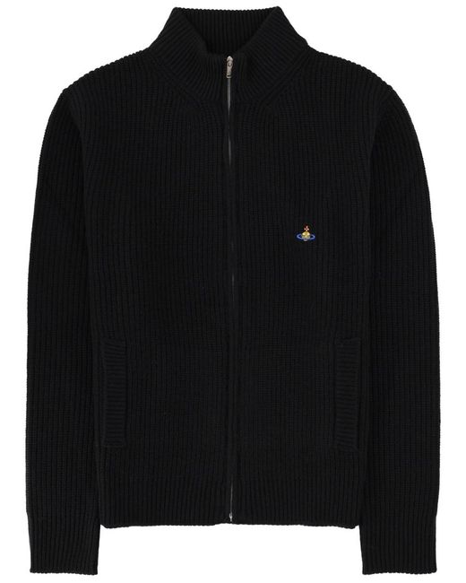 Vivienne Westwood Black Jersey Fisherman Wool Cashmere Polo Shirts for men
