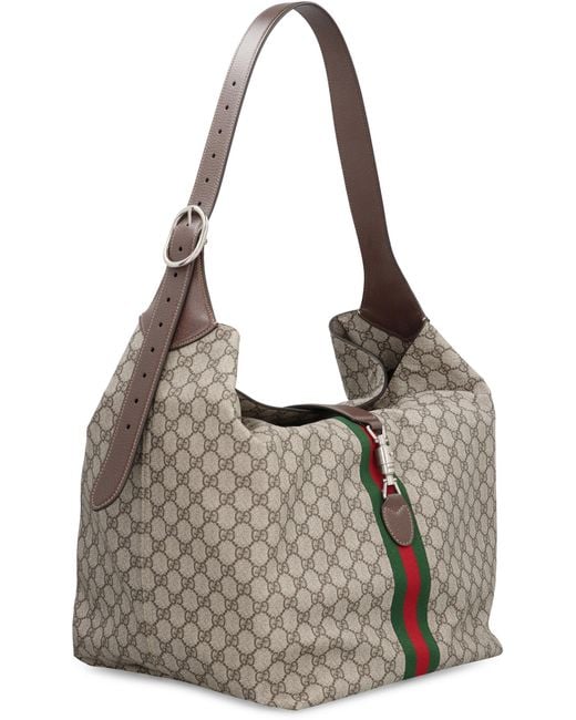Gucci Gray Shoulder Bag Jackie Gg Supreme Cotton Tote for men