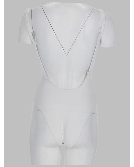 Moschino White One-Piece Teddy Swimsuit Polyamide Swim Shorts